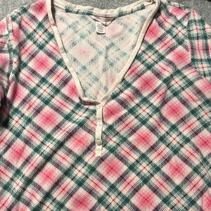 Victoria's Secret Pink, Green and Cream Plaid Waffle Boxer Shorts